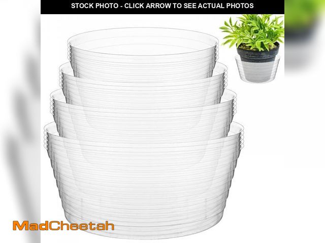 Lot 74-12049786 - Hoolerry Plastic Plant Saucer Clear Deep Drip Tray Thickened Clear Plant Saucers Trays for Pots Deep...