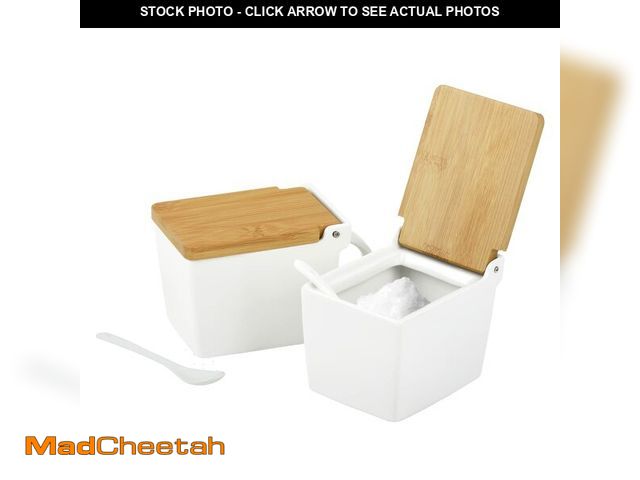 Lot 74-14381652 - Impresa 2-Pack Japanese-Style Salt Box - Moisture-Barrier Lid Salt Cellar with Hinged Lid for Minima...