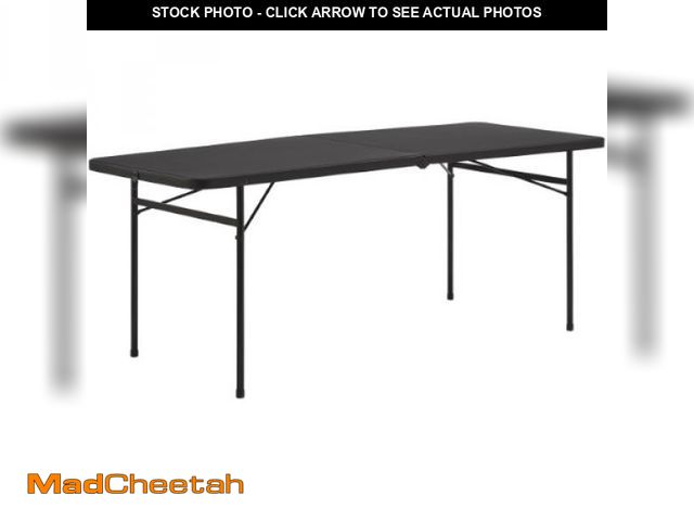 Lot 74-12405954 - Mainstays 6 Foot Bi-Fold Plastic Folding Table  Black - USED