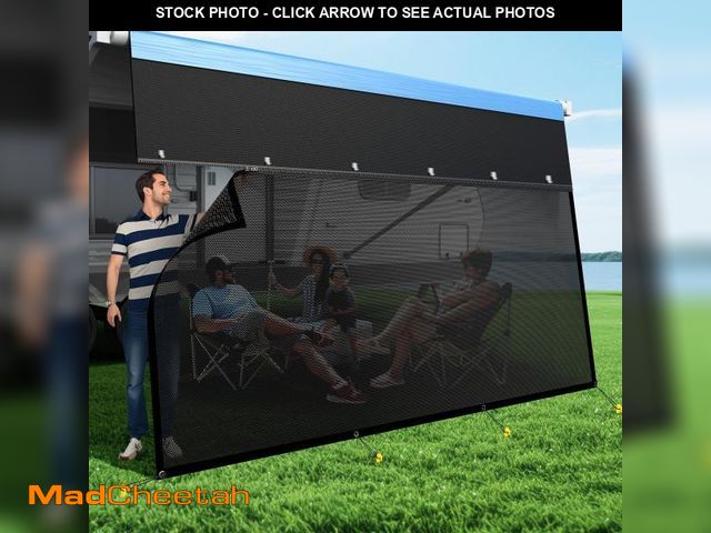 Lot 74-12312459 - RV Awning Sun Shade Screen with Zipper, Upgrade 600D Oxford Top + 8.11oz Denser Mesh Bottom, 95% UV ...