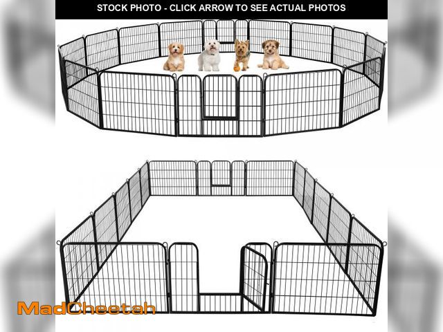 Lot 74-12153019 - Yaheetech Dog Playpen Outdoor, 24 inch 16 Panels Dog Pen Indoor Heavy Duty Puppy Exercise Pen Metal ...