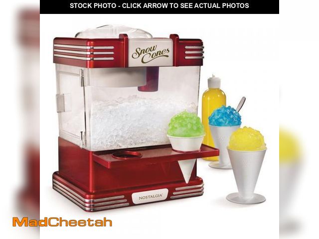 Lot 74-11826532 - Nostalgia Retro Table-Top Red Snow Cone Maker, Makes 20 Icy Treats, With 2 Reusable Plastic Cups &am...