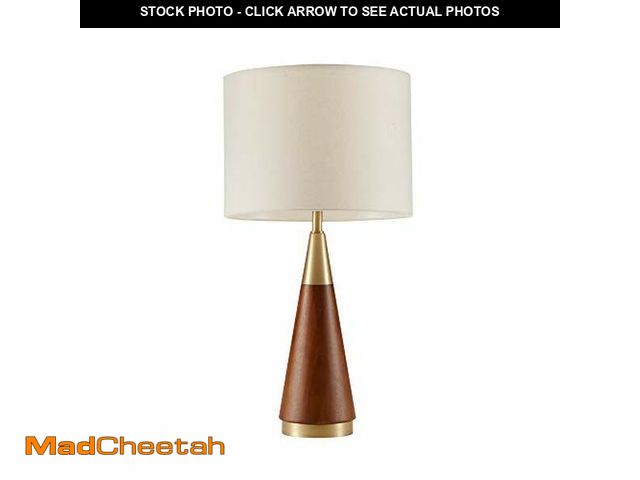 Lot 74-12760208 - INK+IVY Chrislie Gold White Mid Century Modern Table Lamp , Contemporary Metal Wood Table Lamps for ...