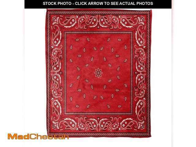 Lot 74-14381382 - Home Decor Throw Blanket, Red Paisley Bandana Warm Soft Cozy Flannel Bed Blankets for Bed, Couch, So...