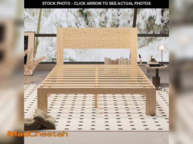 Lot 74-12172690 - FUFU&amp;GAGA Natural Brown Color Wooden Frame Queen Size Panel Bed - UNUSED