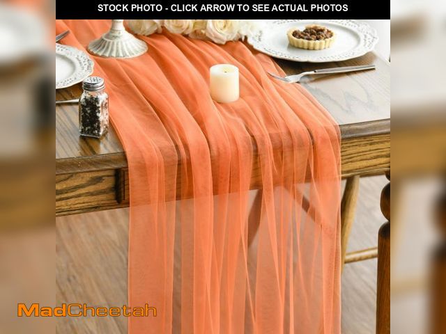 Lot 74-12303499 - Artoid Mode 6PCS Orange Gauze Table Runner 120 Inch 10FT, Seasonal Sheer Kitchen Dining Holiday Wedd...