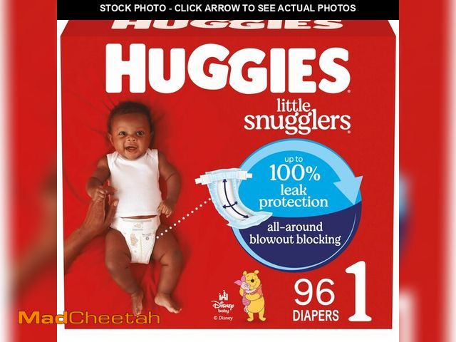 Lot 74-12701849 - Huggies Size 1 Diapers, Little Snugglers Baby Diapers, Size 1 (8-14 lbs), 96 Count, Packaging May Va...