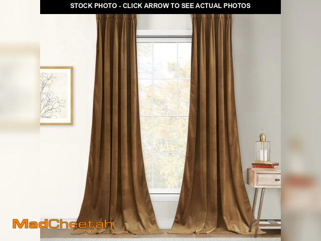Lot 74-11557001 - StangH Gold Brown Velvet Blackout Curtains 96 inches, Pinch Pleated Thermal Insulated Bedroom Drapes...