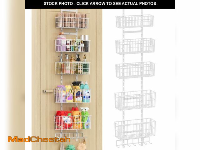 Lot 74-14148512 - Hongtamoya Over The Door Organizer, Hanging Door Organizer with 5 Metal Baskets, Behind The Door Sto...