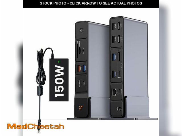 Lot 74-12717922 - TobenONE USB C Docking Station 3 Monitors, 18-in-1 Triple 4K Display, 150W Power Adapter with 20W Fa...