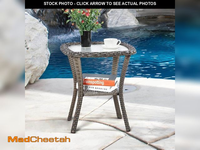 Lot 74-14375655 - JOYSIDE Brown Wicker Outdoor Patio Coffee Table Square Side Table - UNUSED
