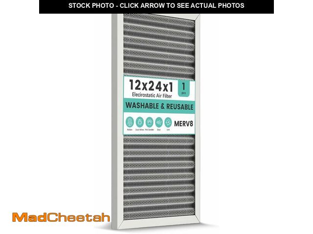 Lot 74-13582864 - 12x24x1 HVAC Furnace Air Filter, Washable Electrostatic Furnace Filter, MERV 8, Lasts a , Breathe Fr...