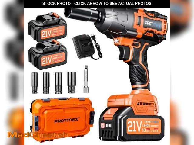 Lot 74-11548406 - Cordless Impact Wrench, 900Ft-lbs (1200N.m) 1/2" Brushless Impact Gun, 21V High Torque Power Impact ...