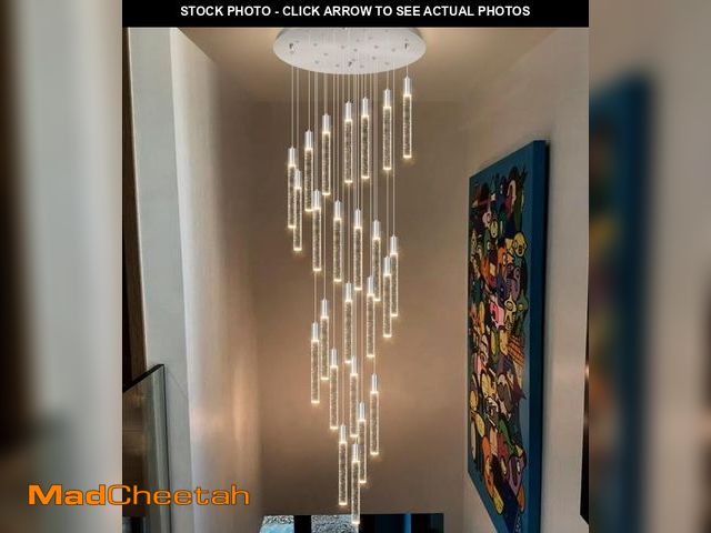 Lot 74-12488631 - HAIXIANG W24 x H157 Glam Chandelier Bubble Crystal Ceiling Chandeliers Remote Dimmable LED Light Hig...