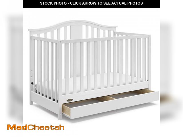 Lot 74-12174479 - Graco Solano 4-in-1 Convertible Crib with Drawer Combo (White) Ã¢â¬â GREENGUARD Gold Certified, I...