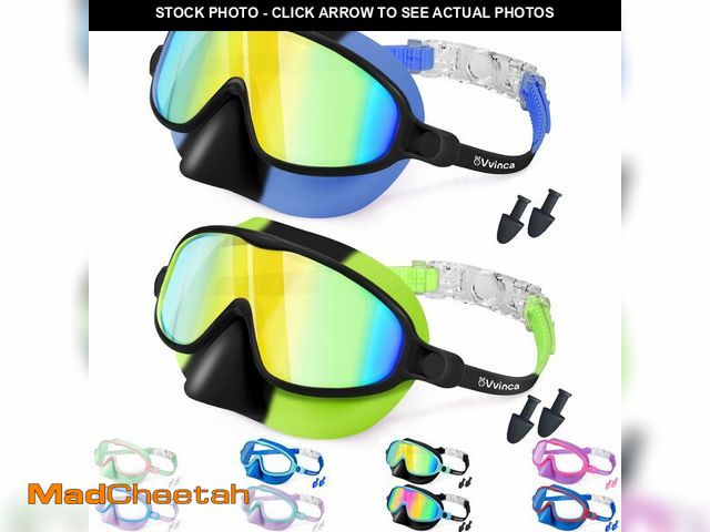 Lot 74-14273957 - Vvinca Swim Goggles with Nose Cover, 2 Pack Wide View Diving Mask Anti-Fog UV No Leak Toddlers Swimm...
