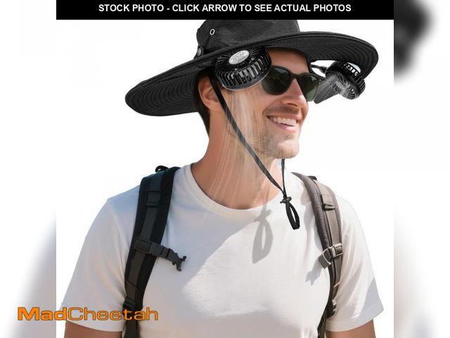 Lot 74-12212855 - AMACOOL 2-in-1 Hands-free Hat Fan with Detachable Neck Fan, UPF 50+ Wide Brim Sun Hat, 3-Speed Adjus...