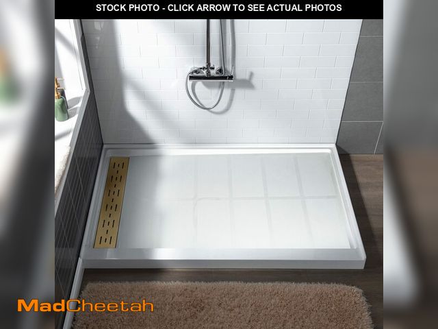 Lot 74-12695304 - WOODBRIDGE 60"L x 30"W x 4"H Shower Base,Left Drain,Non-Slip Single Threshold Shower Pan, Solid Surf...
