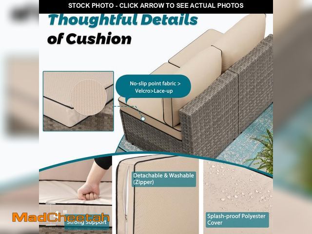 Lot 74-12540354 - ROCKRAIN 4-Piece Modular Patio Set: All-Weather Wicker Furniture with Two Armless Tables And Two Cor...