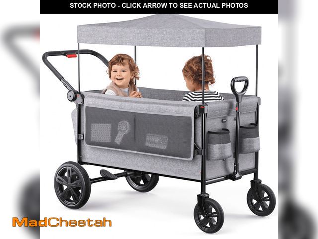 Lot 74-13060653 - SACVON All-Terrain Stroller Wagon for Toddlers with Canopy, Parent Organizer, Adjustable Handlebar, ...