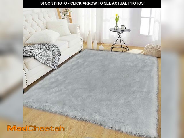 Lot 74-12702754 - Latepis Grey Rugs for Bedroom Area 4x6 Gray Faux Sheepskin Fur Rug Fluffy Shaggy Soft Plush Rugs for...