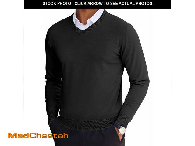 Lot 74-12768175 - HAOMEILI Mens V Neck Dress Sweater Long Sleeve Slim Fit Fashion Pullover Sweater XL - UNUSED