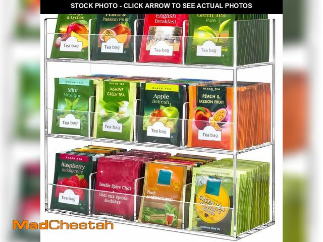 Lot 74-14378561 - BEYGORM Acrylic Tea Bag Organizer for 216 Tea Packets, No Assembly Required, Display Holder for Coun...