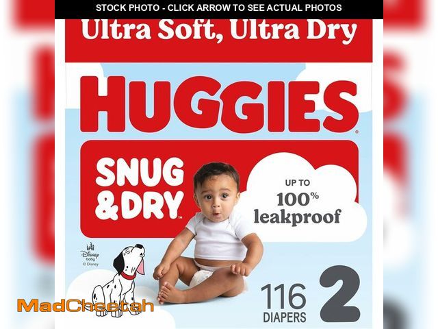 Lot 74-14348799 - Huggies Size 2 Diapers, Snug &amp; Dry Baby Diapers, Size 2 (12-18 lbs), 116 Count, Packaging May Va...