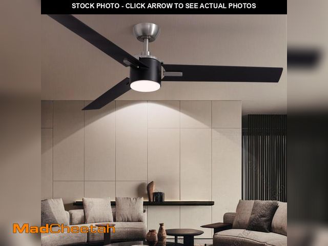 Lot 74-12140964 - LUDOMIDE Ceiling Fans with Lights, 56 Inch Black Ceiling Fan with Light, Reversible Quiet DC Motor, ...