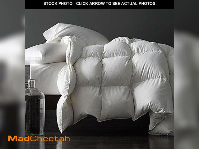 Lot 74-10950361 - Royoliving Premium Feathers Down Comforter 100% Cotton Cover Duvet Insert with Corner Tabs (White, Q...