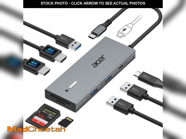Lot 74-12212653 - Acer USB C Docking Station Dual Monitor With 2 HDMI, 9-IN-1 Laptop Docking Station with 4K HDMI, USB...