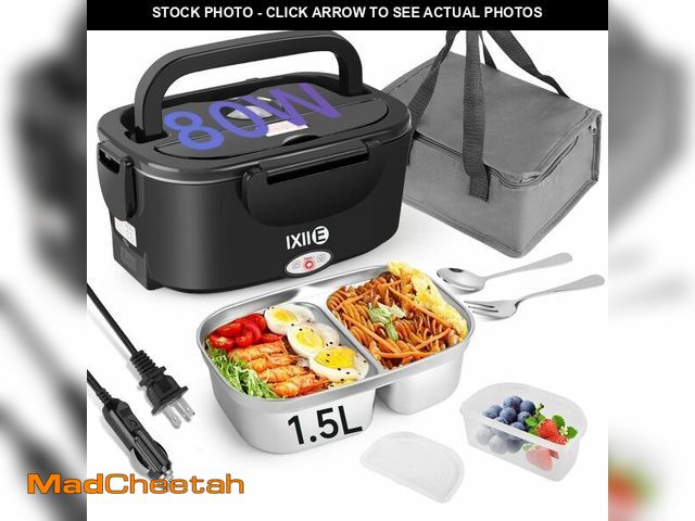 Lot 74-13626192 - IXIIE Electric Lunch Box 80W for Adults, 1.5L Lunch Warmer with 2 Compartments for Truck/Car/Work, F...
