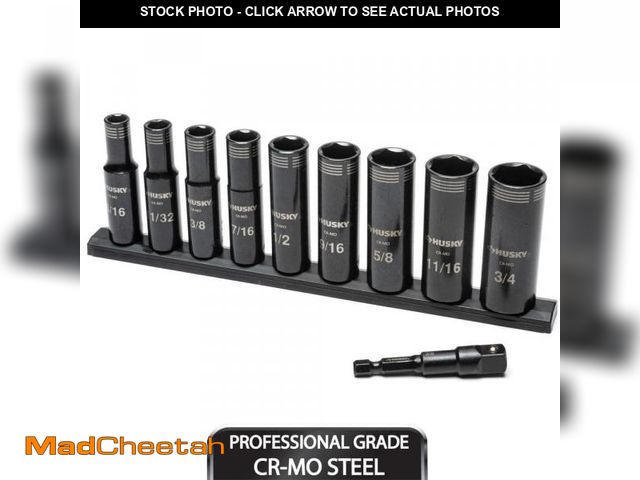 Lot 74-12142785 - 3/8 in. Drive Thin Wall SAE Deep 6-Point Impact Socket Set (10-Piece) - UNUSED