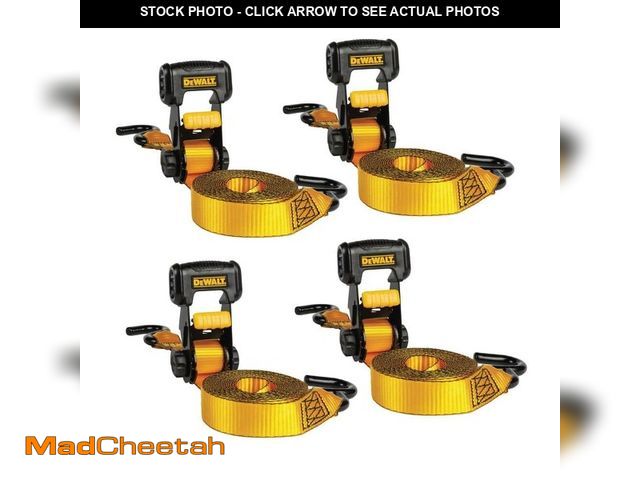 Lot 74-14372133 - DEWALT 1.25 in. x 16 ft. Ratchet Tie-Down Straps 3000 lbs. Break Strength (4-Pack) - UNUSED