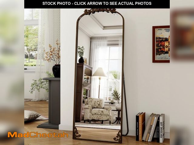 Lot 74-12155254 - BEAUTYPEAK 66"x21" Arched Full Length Mirror Metal Vintage Mirror Baroque Style,Antique Gold - UNUSE...