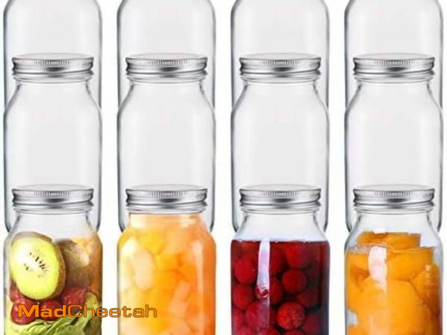 Lot 74-12528565 - (MISSING 3 JARS) 9 Pack 24 oz Glass Mason Jar Canning Jar with Silver Airtight Metal Lids, Regular M...