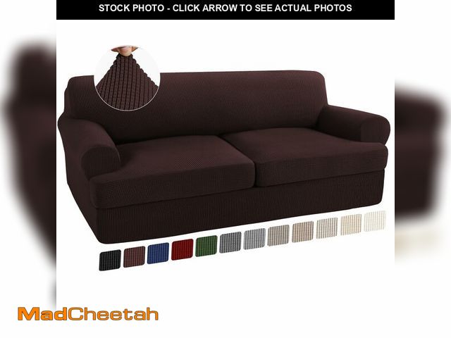 Lot 74-13549536 - Turquoize 3 Piece T Cushion Sofa Slipcovers Stretch Couch Cover Furniture Covers with 2 Individual T...