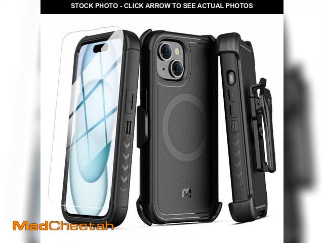 Lot 74-11554077 - MYBAT PRO Maverick Series iPhone 15 Case with Belt Clip Holster,[Compatible with Magsafe] w/Screen P...