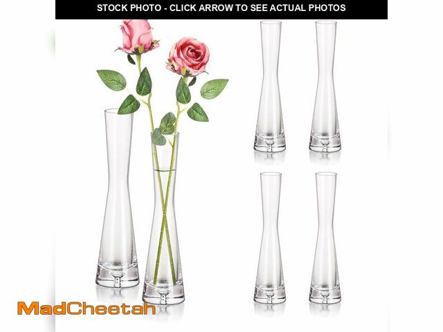 Lot 74-14148329 - Hewory Glass Bud Vases for Centerpieces Set of 6, Handmade Modern Clear Small Skinny Decorative Sing...