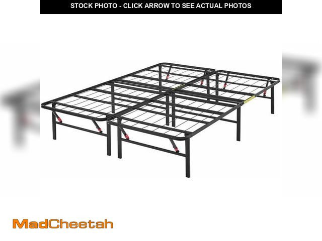Lot 74-14611512 - Amazon Basics Foldable Metal Platform Bed Frame with Storage, Sturdy Steel Support, No Box Spring Ne...