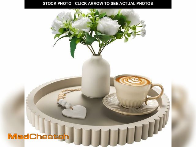 Lot 74-14267924 - Handmade 12in Decorative Tray for Coffee Table Tray Decor, Gray Wooden Decorative Round Tray for for...