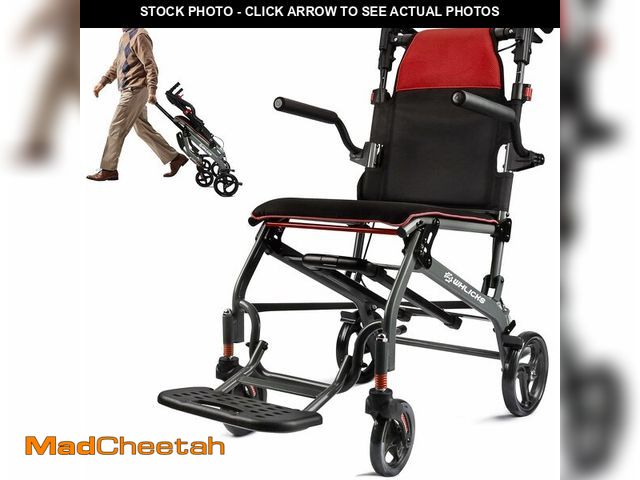 Lot 74-12366423 - Wheelchairs for Adults Transport Chair Lightweight Foldable with Telescopic Handle, 19.4lbs Portable...