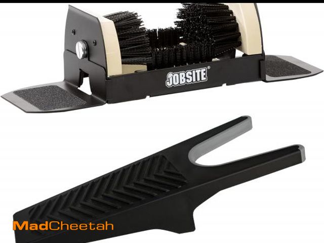 Lot 74-12233332 - Jobsite Boot Scrubber with Boot Jack - Outdoor Shoe Scraper Cleaner Brush - Extra Wide - UNUSED