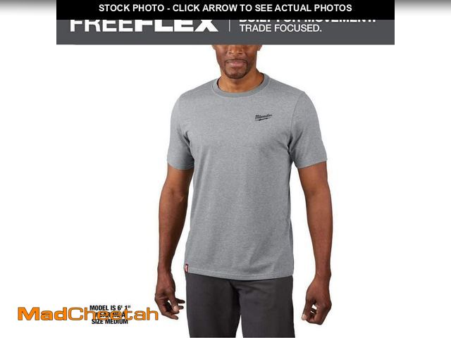 Lot 74-13692256 - Milwaukee Men's Medium Gray Cotton/Polyester Short-Sleeve Hybrid Work T-Shirt - UNUSED