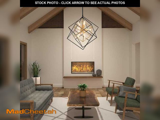 Lot 74-12820425 - Artika Imperium 9-Light Black and Gold Modern Sputnik Geometric Chandelier Light Fixture for Dining ...