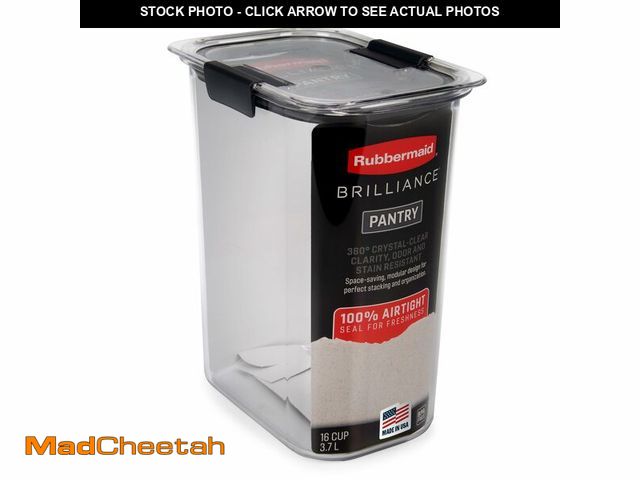 Lot 74-12705385 - Rubbermaid Brilliance 16-Cup Airtight Food Storage Container with Lid Clear/Grey - optimal for pantr...