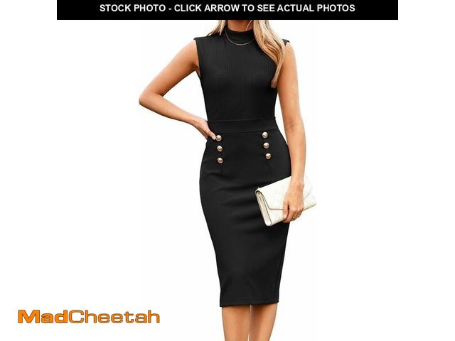 Lot 74-12673292 - (MISSING BUTTON) GRACE KARIN Women Summer Sleeveless Black Dress Business Work Button Down Dress XL ...