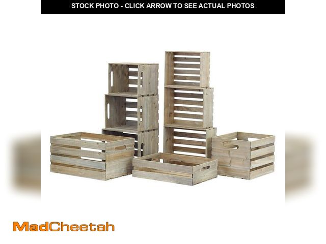 Lot 74-14393704 - Crates and Pallet Nested Wood Crate Set in Weathered Gray (9-Pack) - UNUSED