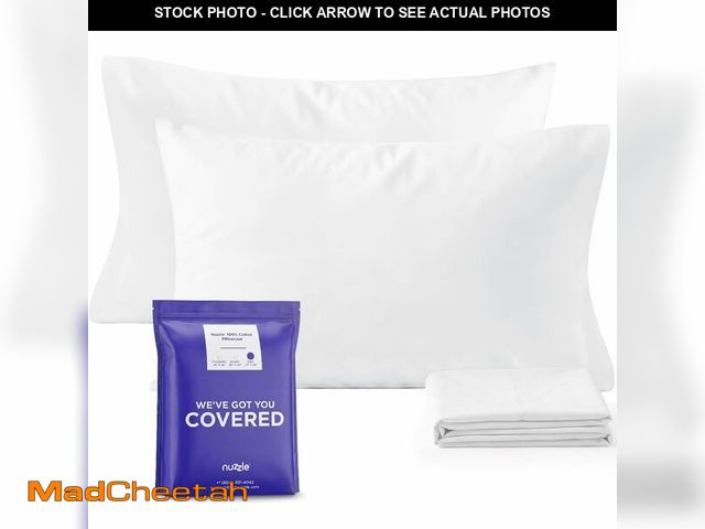 Lot 74-14429940 - Nuzzle Pillow Cases Standard Size Set of 2, 100% Cotton Pillowcases with Envelope Closure, Pillow Co...