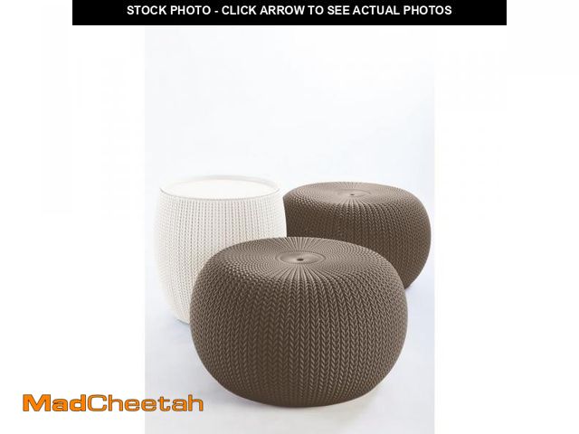 Lot 74-12463017 - Keter KNIT Cozy Urban Harvest Brown and Oasis White 3-Piece All-Weather Patio Conversation Set - UNU...